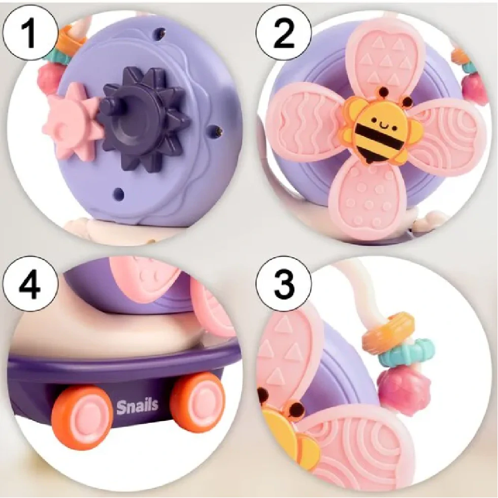 Senzorická hračka chrastítko s přísavkou - VĚTRNÝ ŠNEK - FIALOVÝ