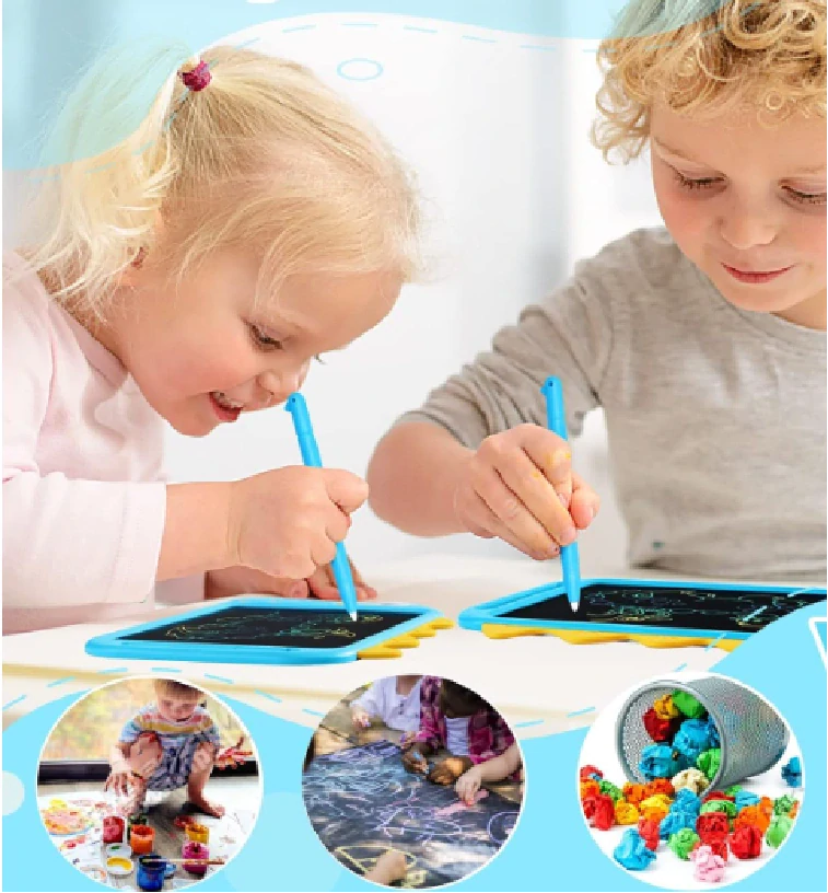 Velký LCD tablet na kreslení a psaní pro děti - DINOSAURUS - MODRÝ