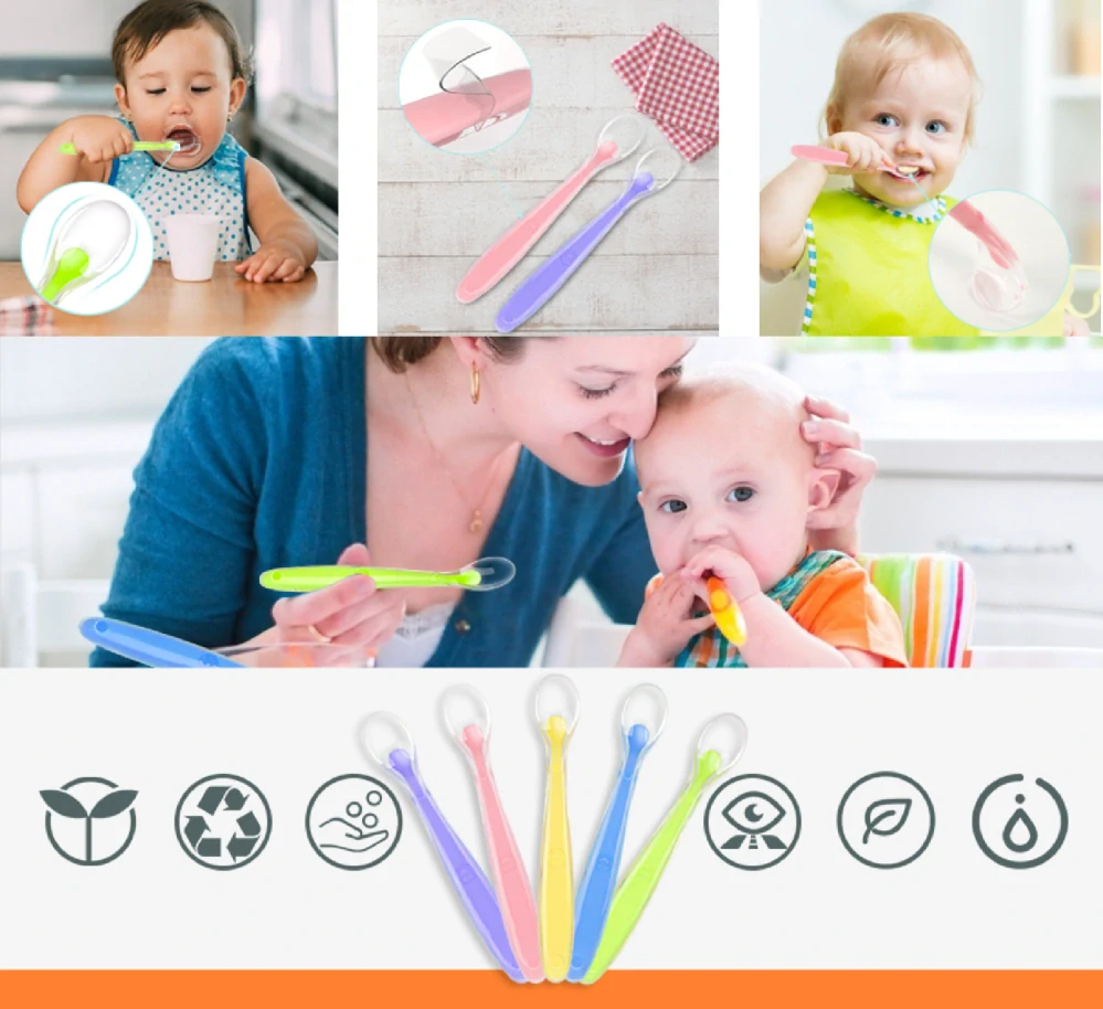 Měkká silikonová učící lžička - FIALOVÁ