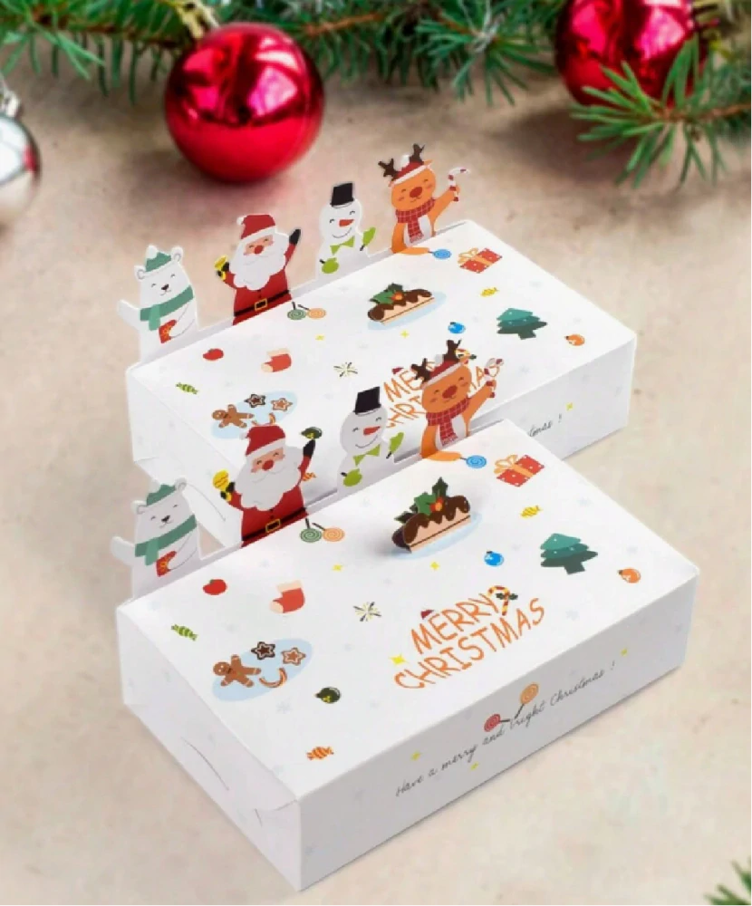 Papírová krabička na vánoční cukroví - BÍLÁ - 1 ks 