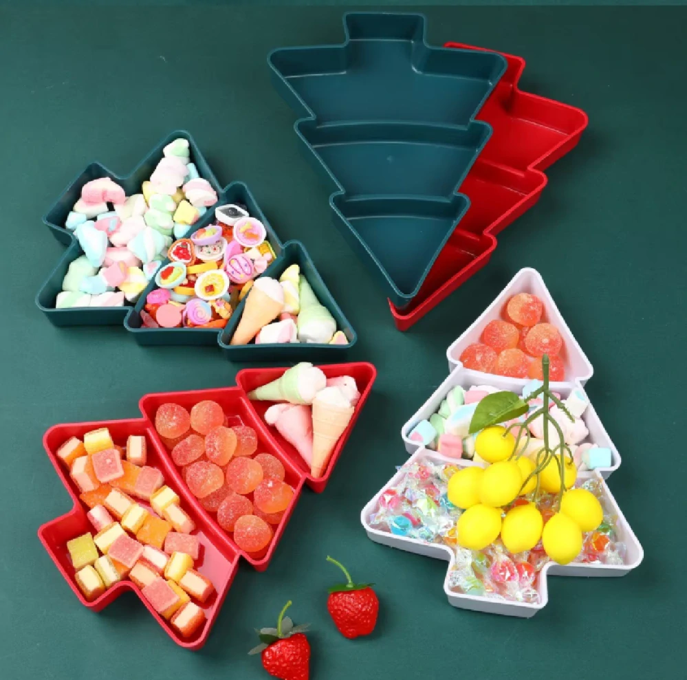 Plastová servírovací miska - VÁNOČNÍ STROMEČEK - ZELENÁ