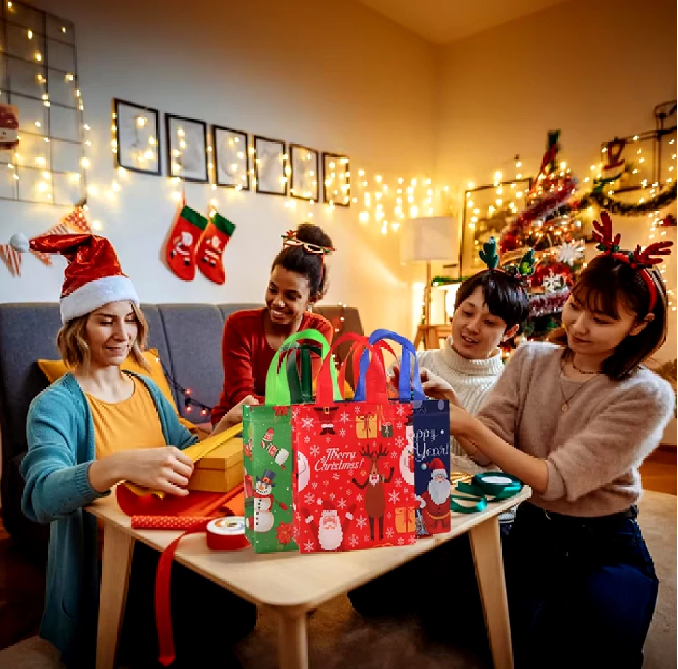 Vánoční dárková taška - ČERVENÁ -1 kus