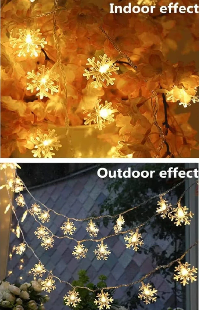 Vánoční LED řetěz - 5 m - 50 LED - SNĚHOVÁ VLOČKA - TEPLÁ BÍLÁ