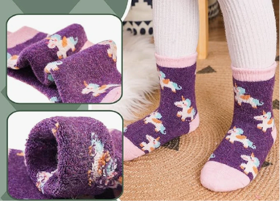 Teplé vlněné ponožky - JEDNOROŽEC - SVĚTLE MODRÉ (12-36m) - 1 pár