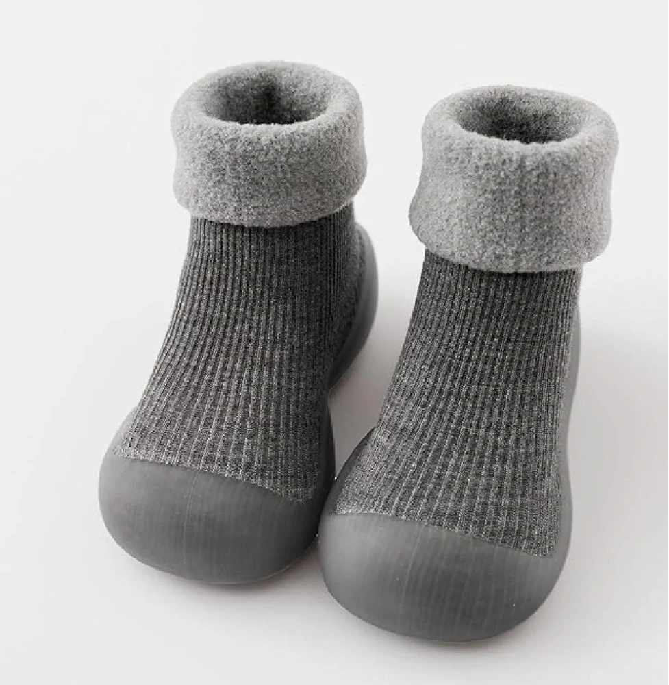 Barefoot ponožky s podrážkou - ŠEDÉ (3-6 m)