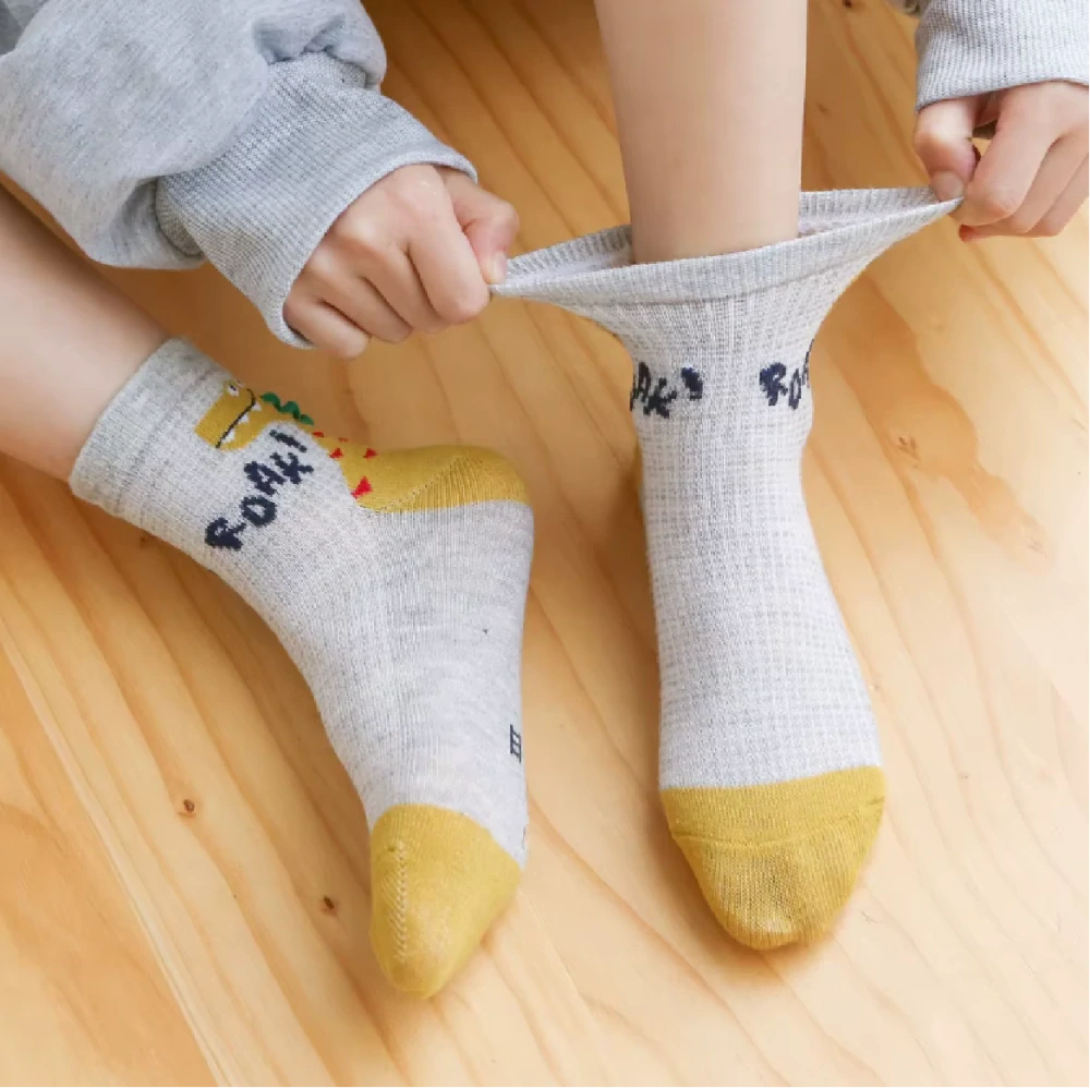 Síťované ponožky - ŽLUTÝ  DINOSAURUS - (3-5 let) M