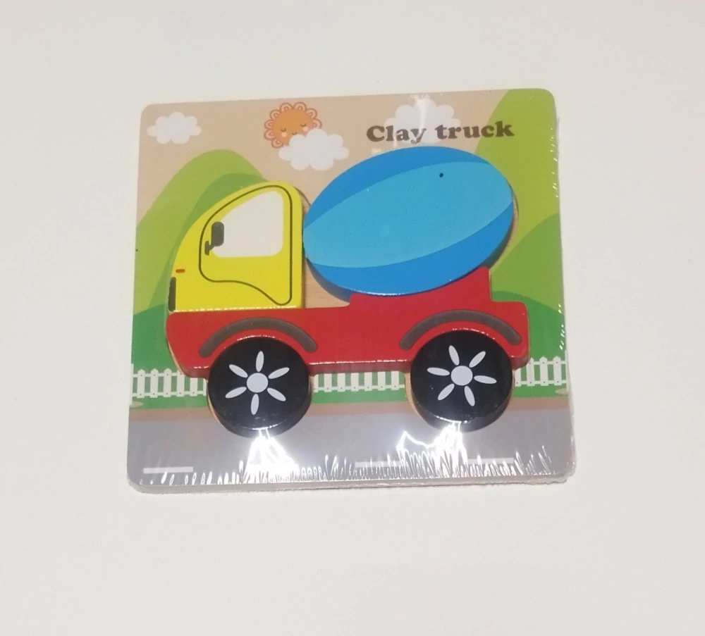 Dřevěné puzzle pro nejmenší (S) - STAVEBNÍ AUTO