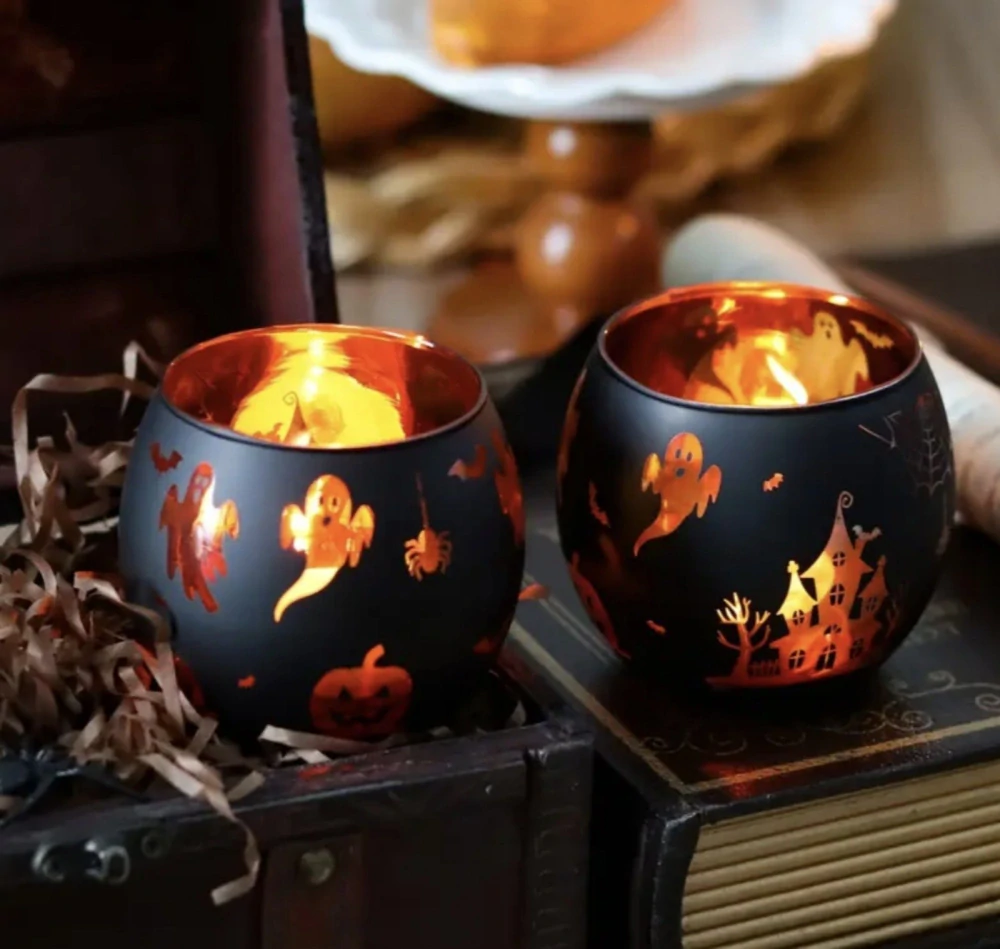 Skleněné svícny - HALLOWEEN - 2 ks