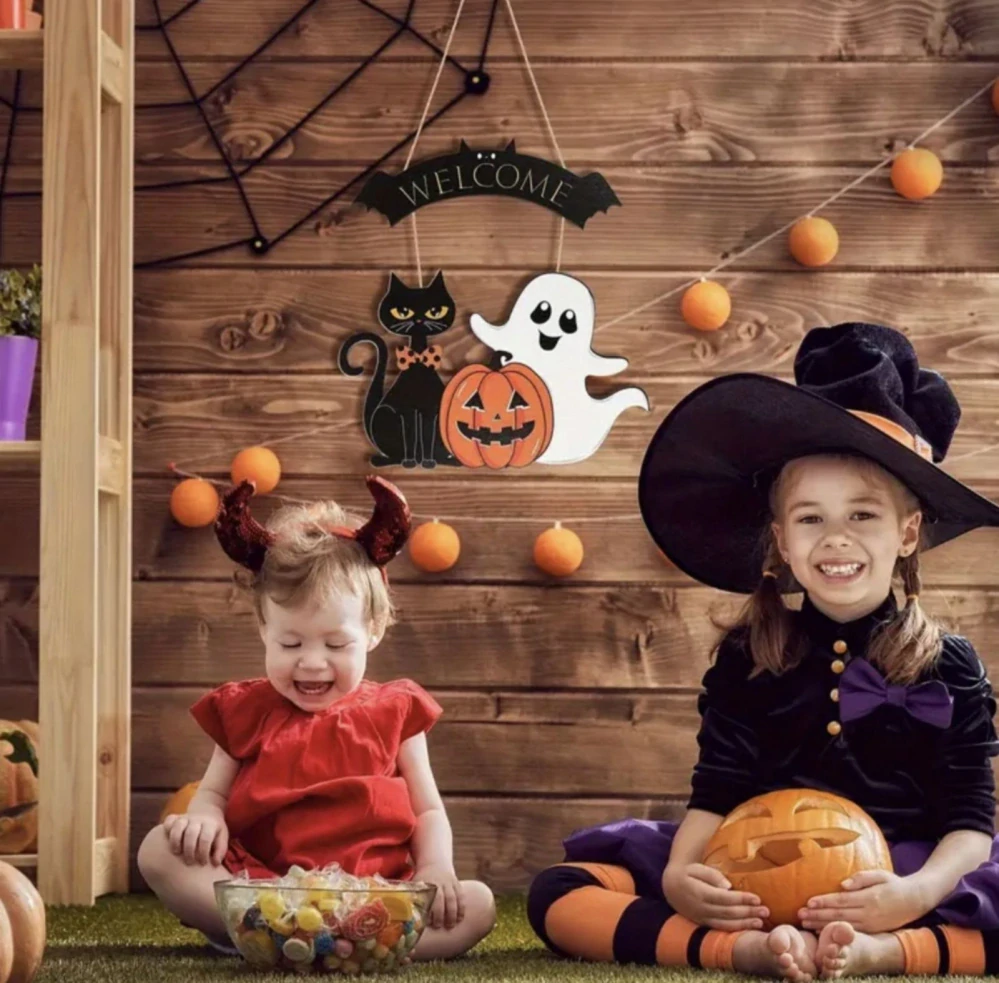 Dekorace na dveře - HALLOWEEN - KOČKA