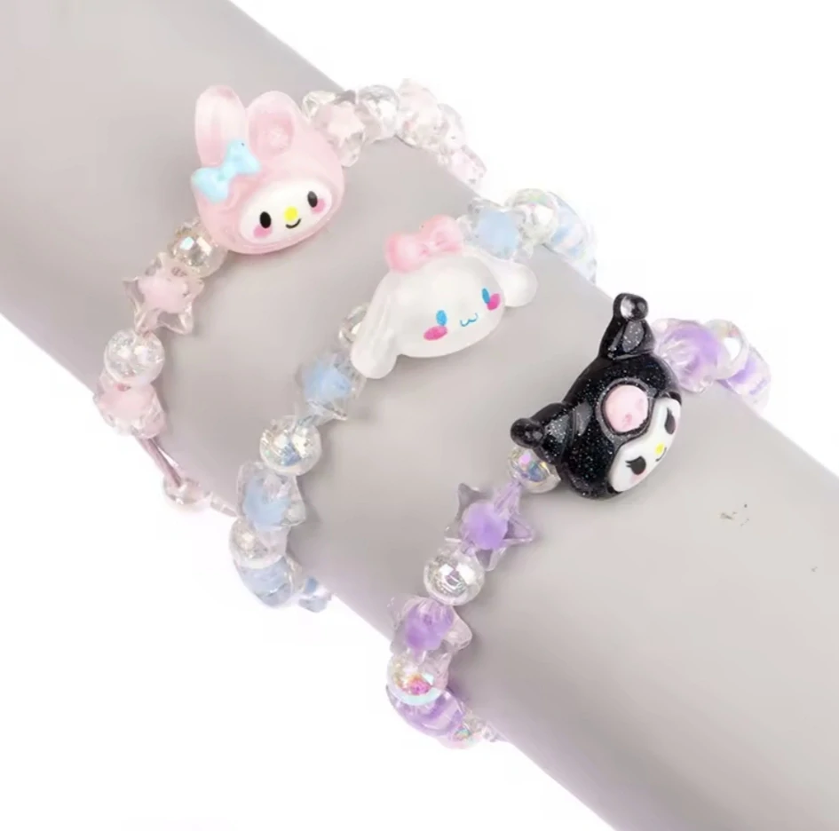 Korálkový náramek na gumičce - SANRIO - KUROMI