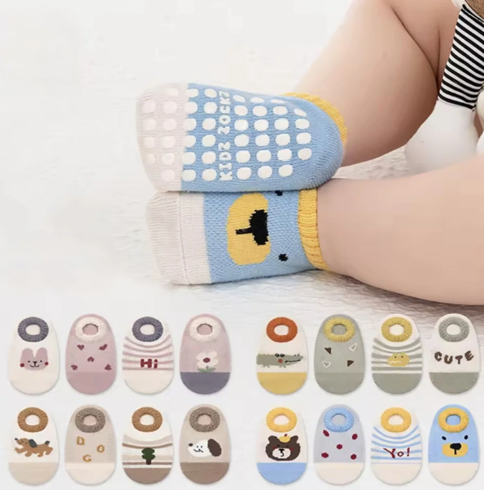 Protiskluzové síťované ponožky - HNĚDÉ - STROMEK - (3-5 let) L