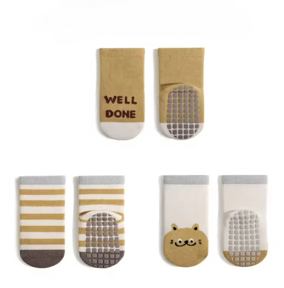 Bavlněné protiskluzové ponožky - PROUŽKY - (3-5 let) L