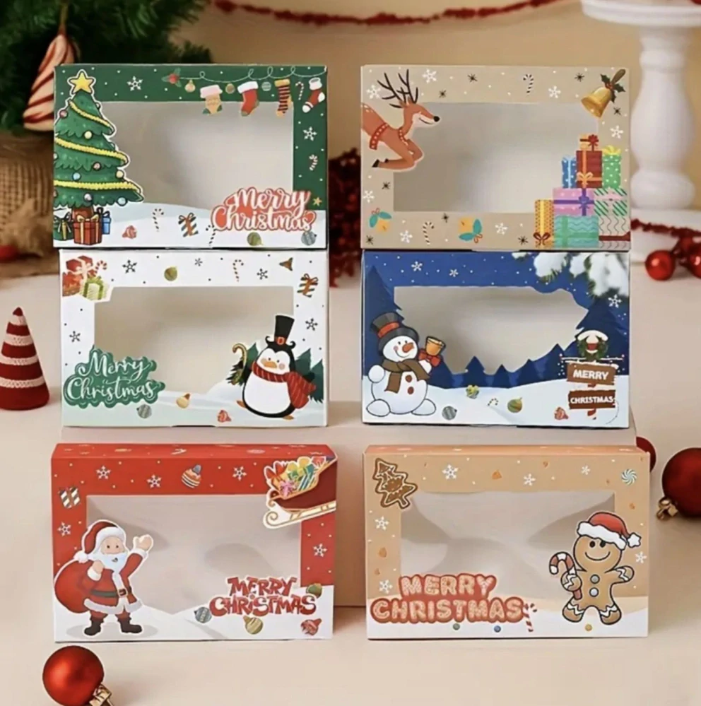 Malá papírová krabička na vánoční cukroví - MODRÁ - 1 ks 