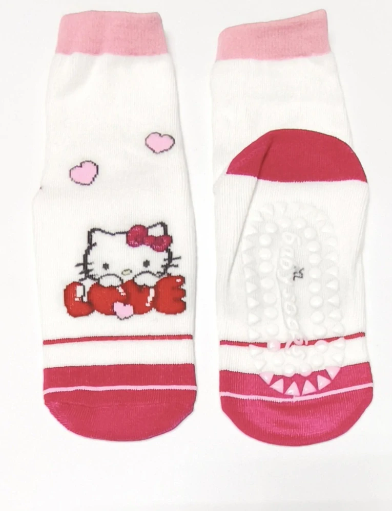 Protiskluzové ponožky SANRIO - HELLO KITTY - BÍLÉ - LOVE (3-8 let)