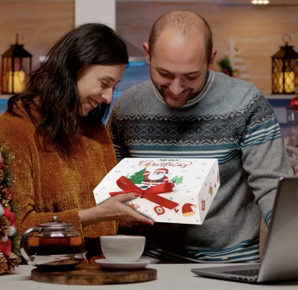 Papírová krabička na vánoční cukroví - BÍLÁ - 1 ks 