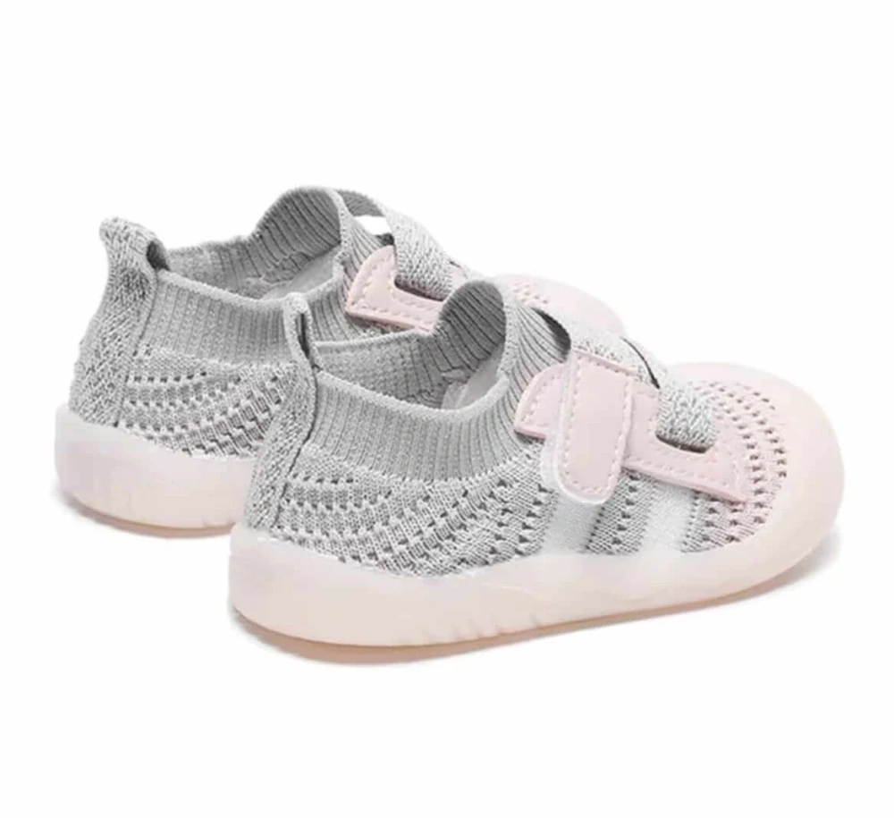 Dětské první botičky "First Steps" s reflexními prvky a anatomickou vložkou - ŠEDORŮŽOVÉ - (18-24m)