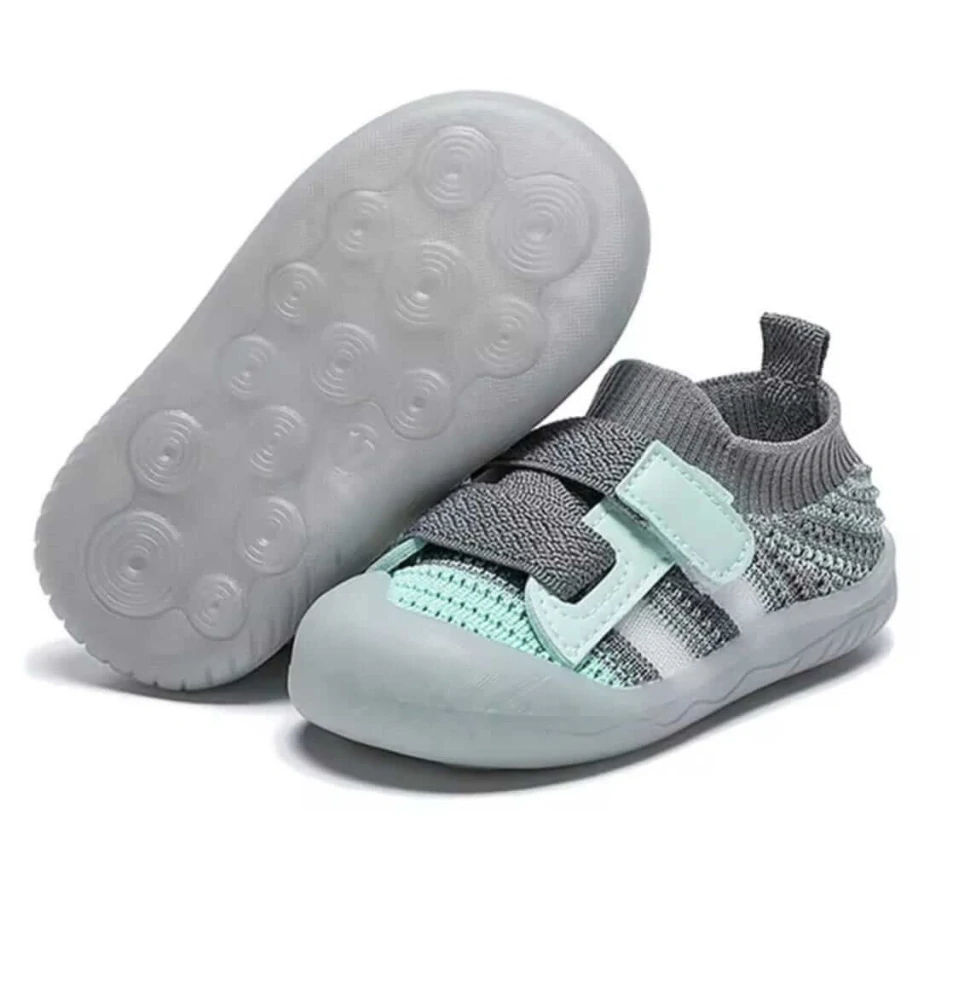 Dětské první botičky "First Steps" s reflexními prvky a anatomickou vložkou - ŠEDOZELENÉ - (18-24m)