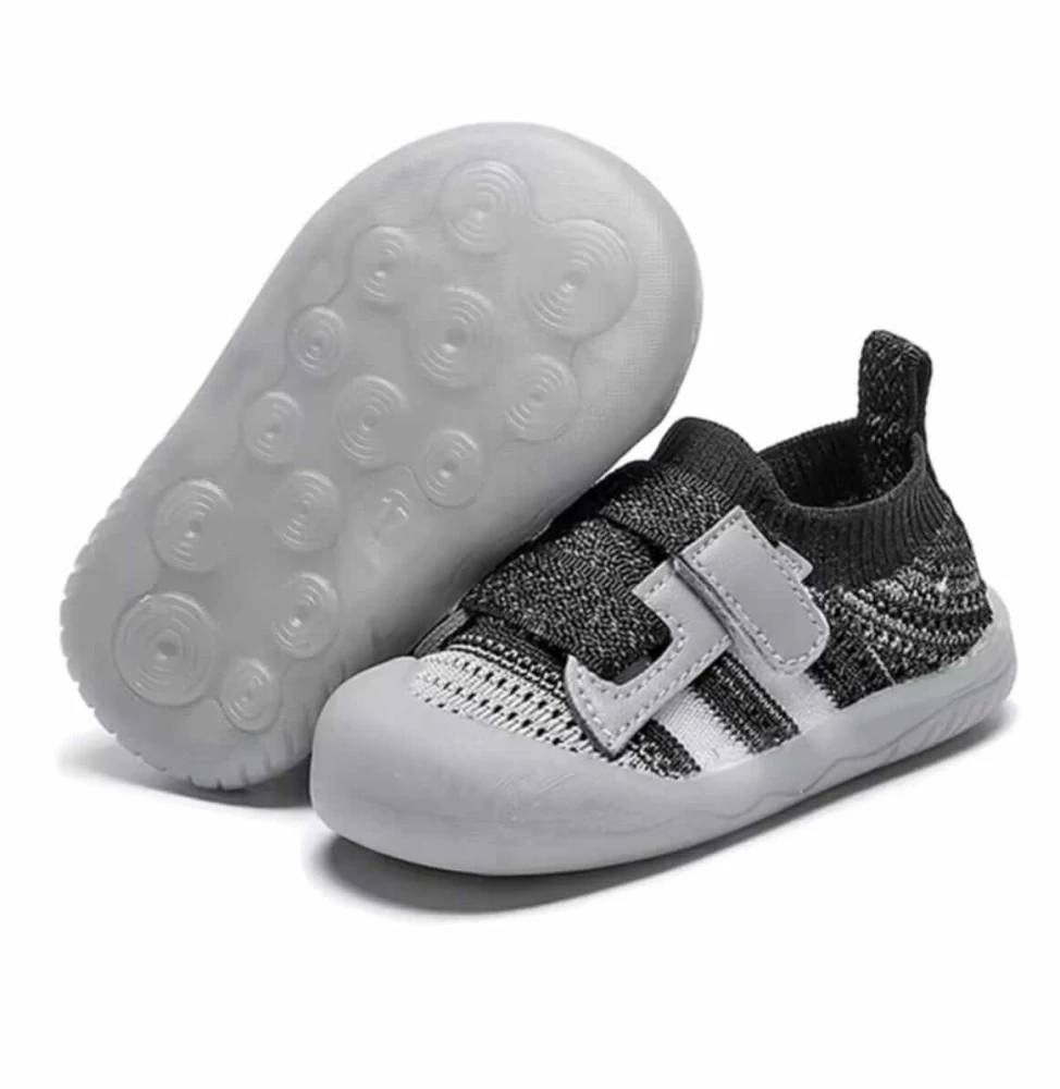 Dětské první botičky "First Steps" s reflexními prvky a anatomickou vložkou - ŠEDOČERNÉ - (18-24m)