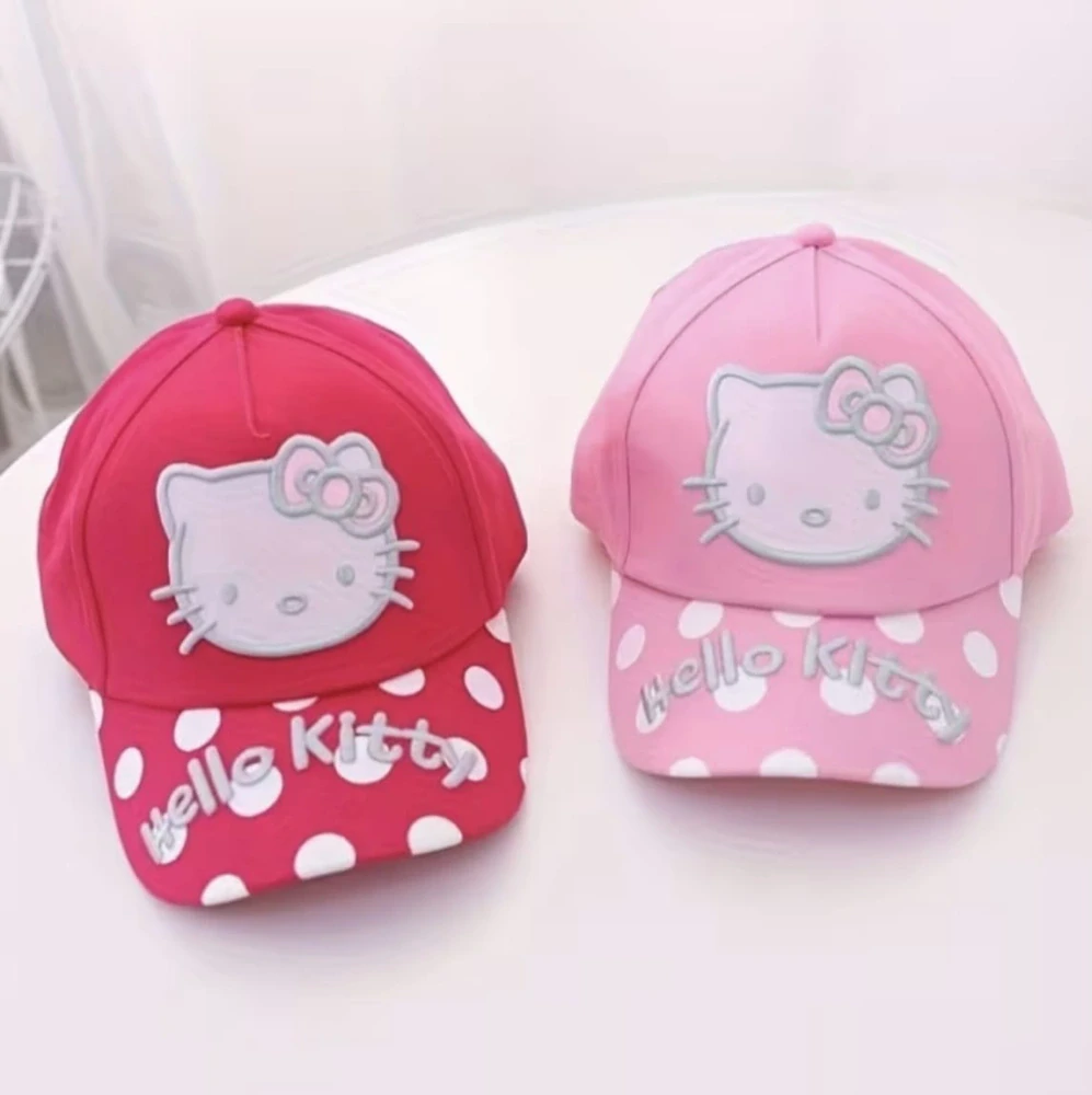 Dětská kšiltovka s motivem Hello Kitty a puntíky - SVĚTLE RŮŽOVÁ (3-8 let)