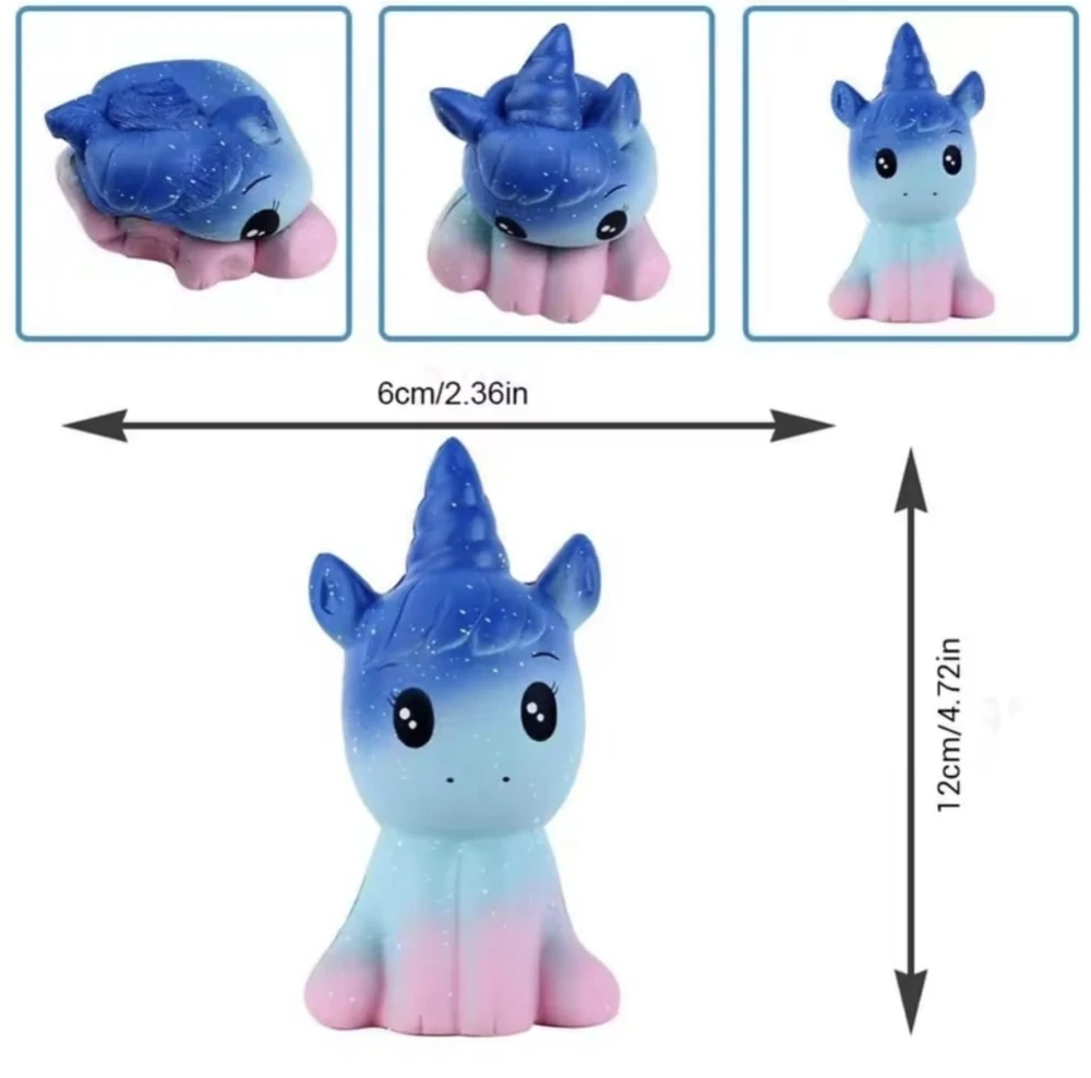 Antistresová hračka - Squishy Jednorožec - MODRÝ ROH