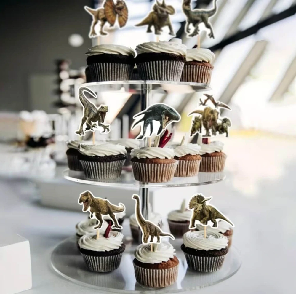 Dekorativní zápichy na muffiny a dezerty Dinosauři – 18 ks