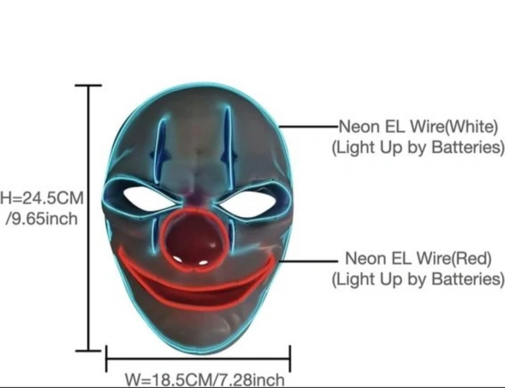 Svítící LED maska – Klaun PAYDAY