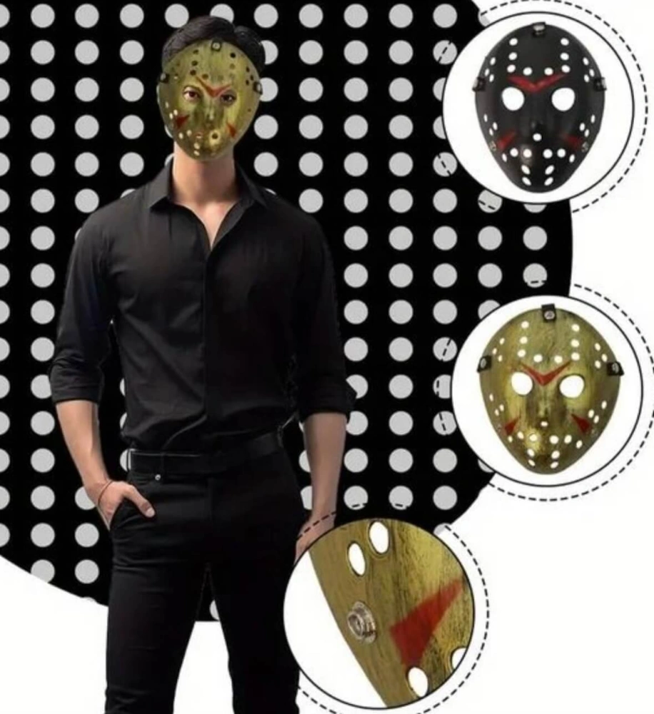 Hororová maska – Pátek 13. / Friday the 13th – Hokejová rekvizitní maska Jason (zlatá)