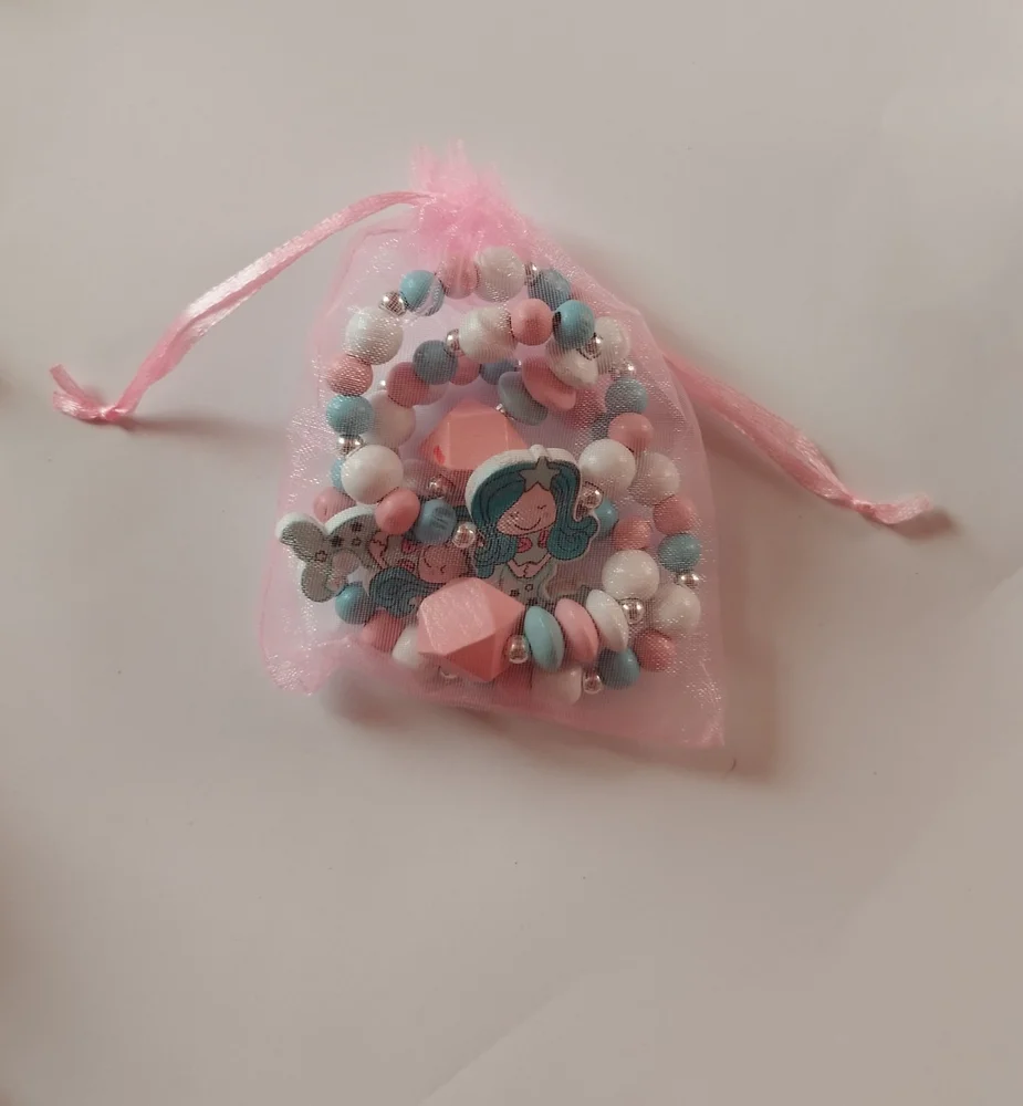 Dřevěný set (náramek + náhrdelník) - MOŘSKÁ PANNA