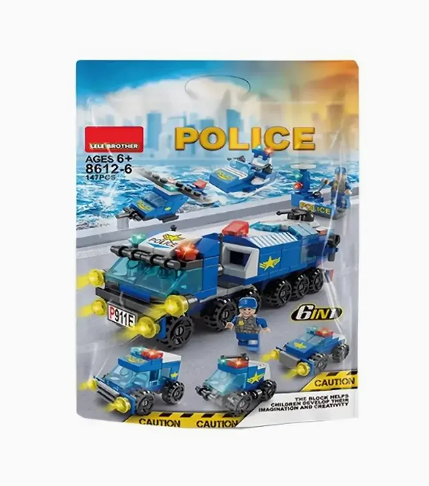 Malá stavebnice policejního auta 6 v 1 - 147 ks