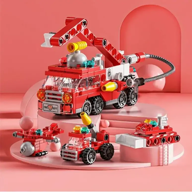 Malá stavebnice hasičského auta 6 v 1 - 142 ks