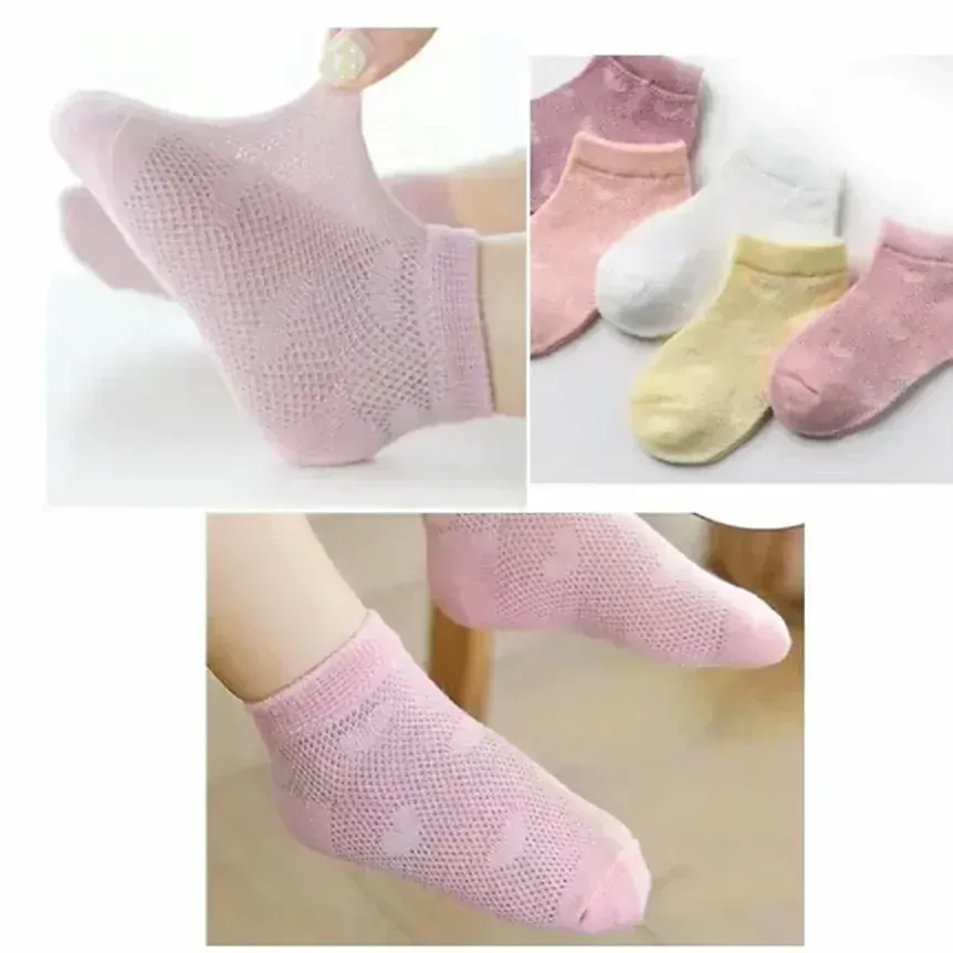 Letní síťované ponožky (A) - 5 párů - SRDÍČKA - (12-36) S