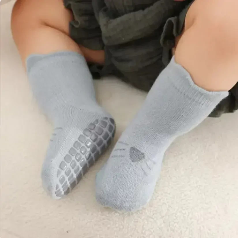 Protiskluzové ponožky - MYŠKA - ŠEDÉ - (12-36m)M