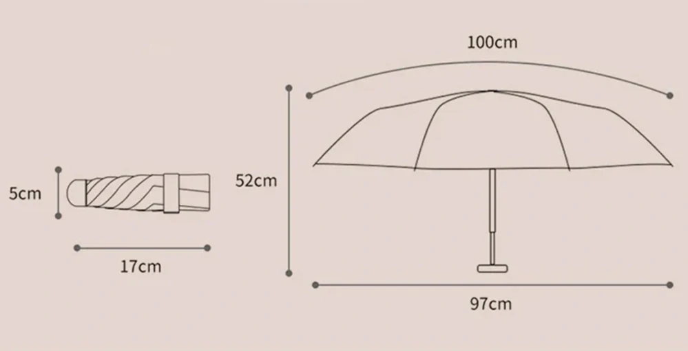 Malý skládací deštník S UV Ochranou a pouzdrem - RŮŽOVÝ