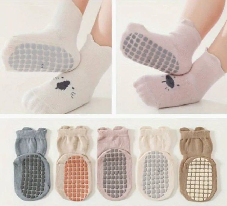 Protiskluzové ponožky - HNĚDÉ - (3-5 let) L