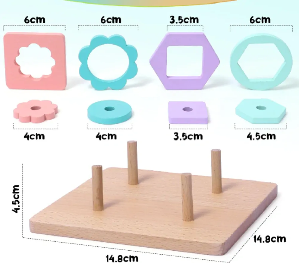 Dřevěná stohovací hračka - GEOMETRICKÉ TVARY