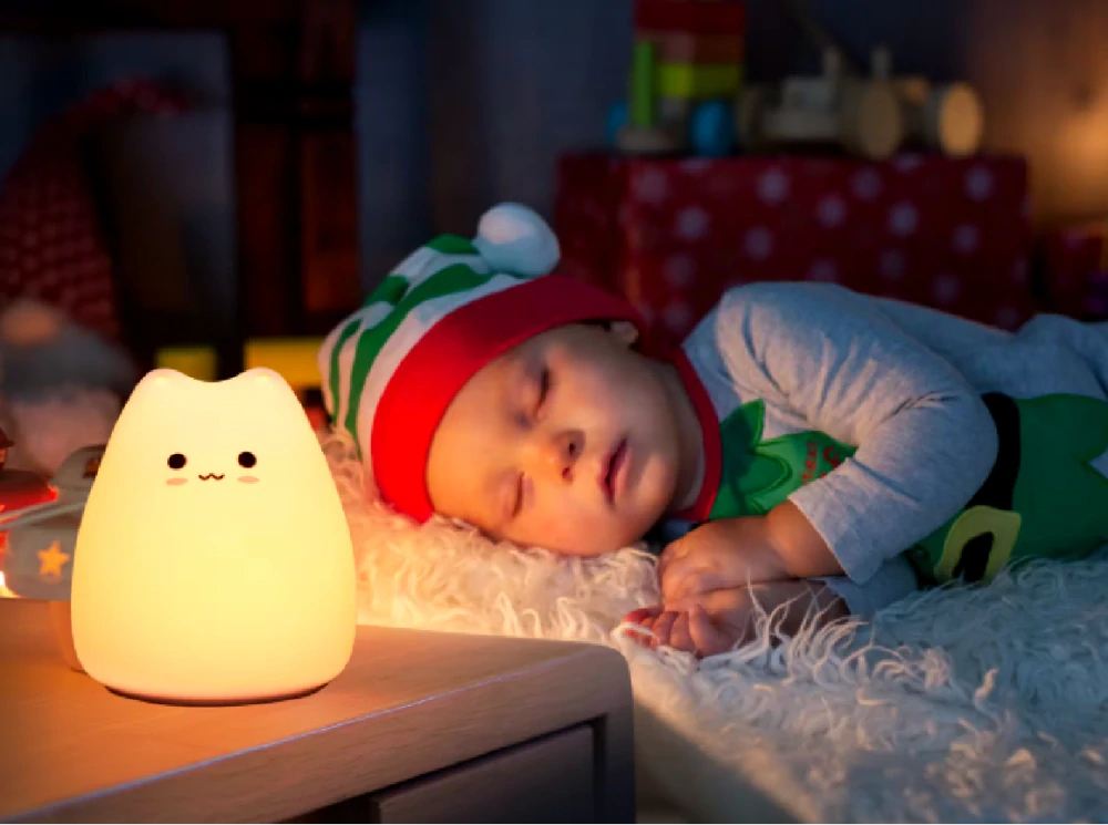 Dotyková silikonová LED noční lampička na baterky - KOČKA