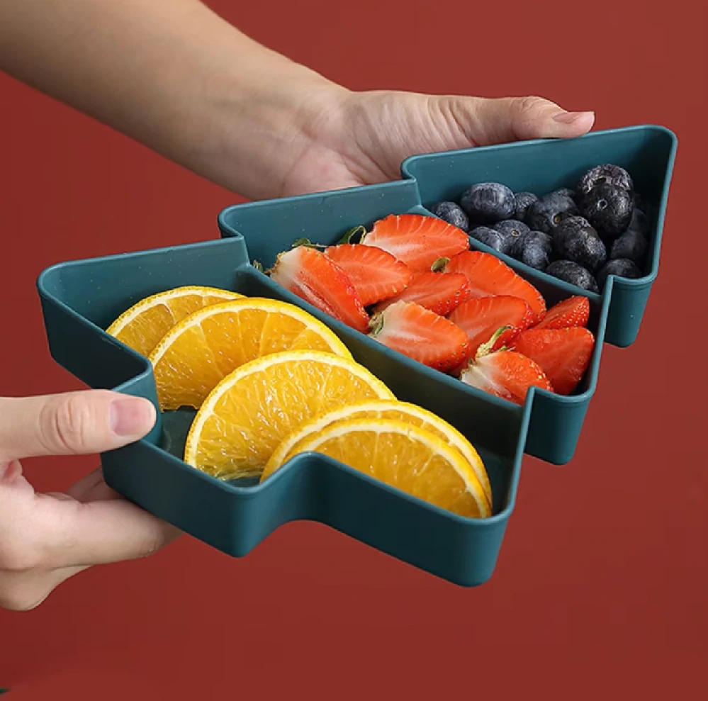 Plastová servírovací miska - VÁNOČNÍ STROMEČEK - ZELENÁ