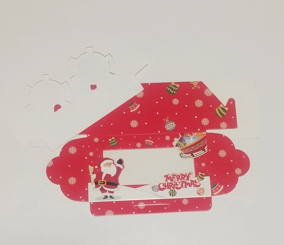 Papírová krabička na vánoční cukroví - ČERVENÁ - 1 ks 