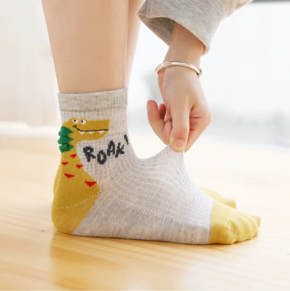 Síťované ponožky - ŽLUTÝ  DINOSAURUS - (3-5 let) M