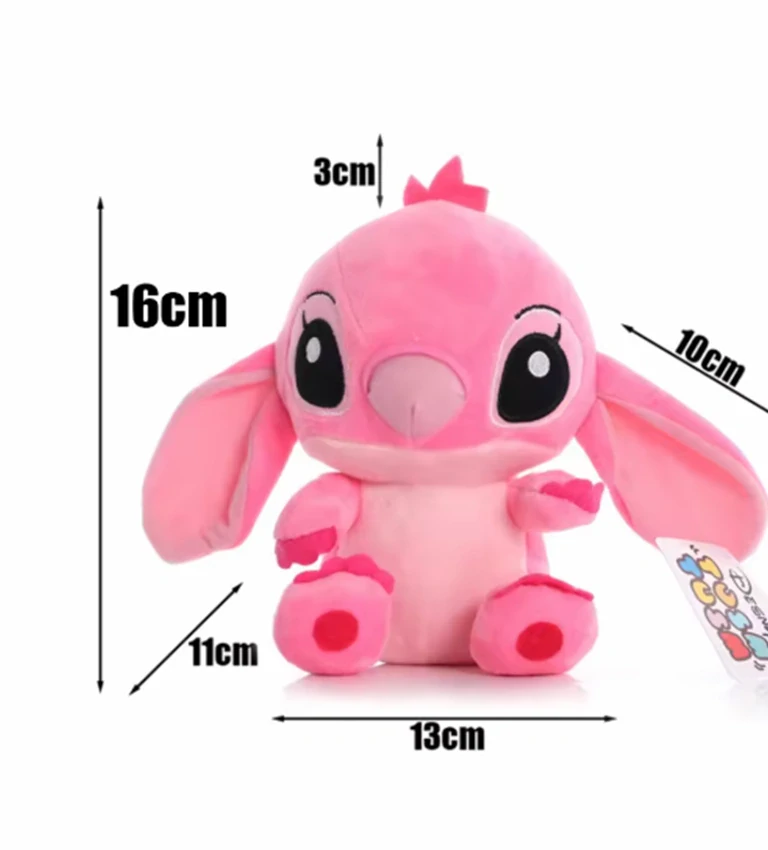 Malá plyšová ANGEL s přísavkou - POHÁDKA LILO A STITCH - RŮŽOVÁ - 16 cm