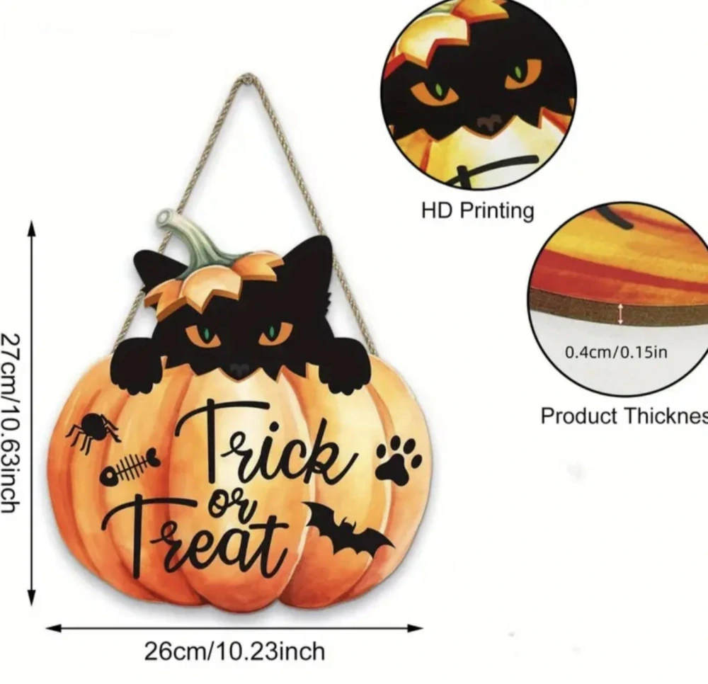 Dekorace na dveře - HALLOWEEN - KOČKA