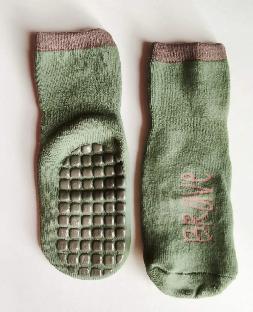 Teplé protiskluzové ponožky - ZELENÁ - (3-5let) L