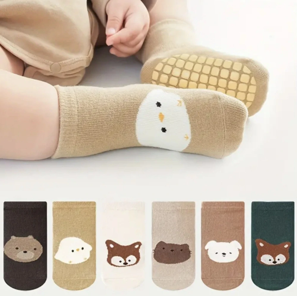 Protiskluzové ponožky - HNĚDÉ - PEJSEK - (3-5 let) L