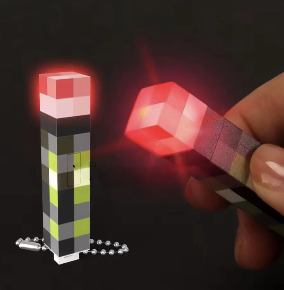 Svítící klíčenka - MINECRAFT POCHODEŇ - USB DOBÍJENÍ - 7 barev 