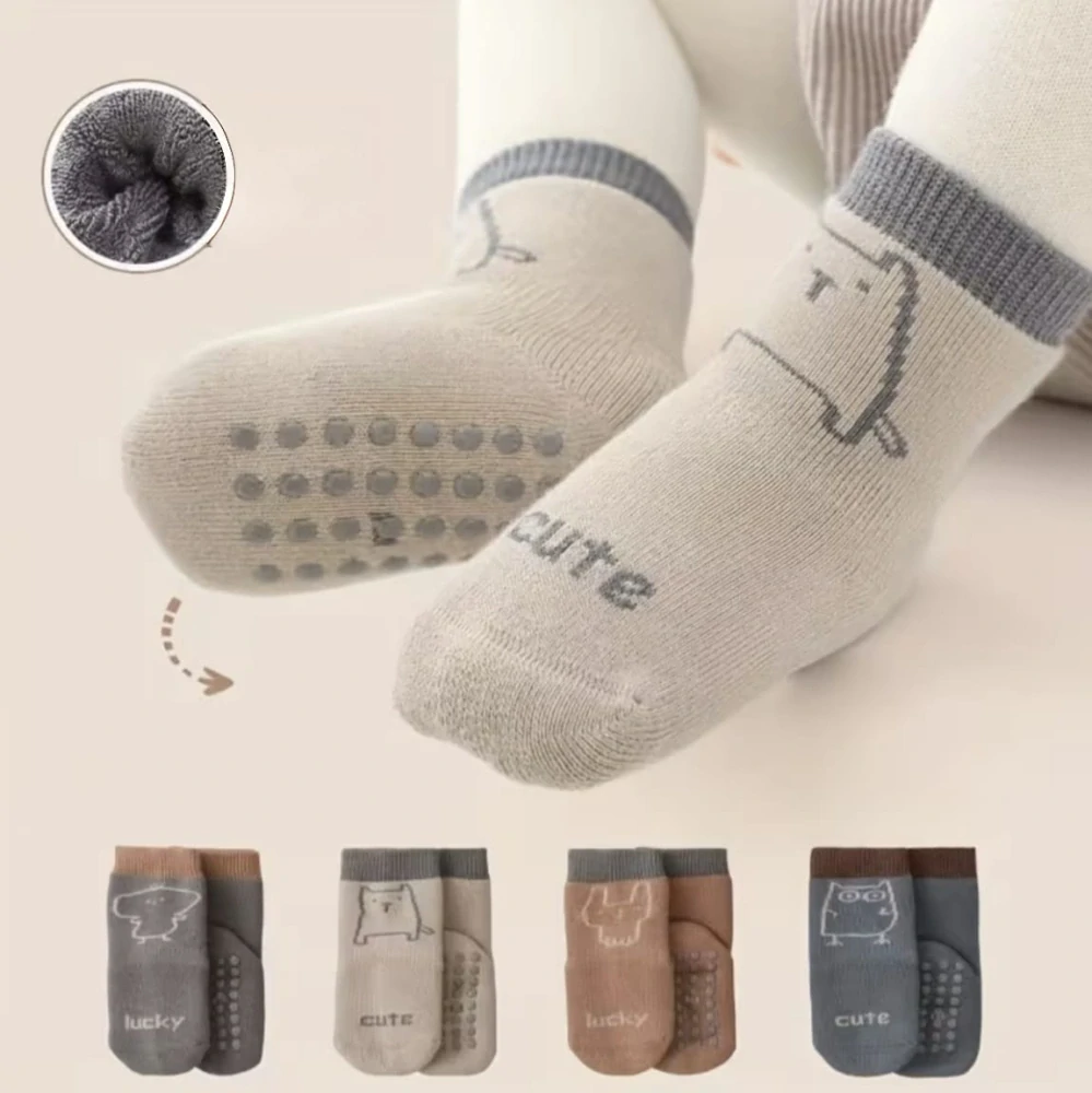 Teplé protiskluzové ponožky - MODRÉ - (0-12 m) S