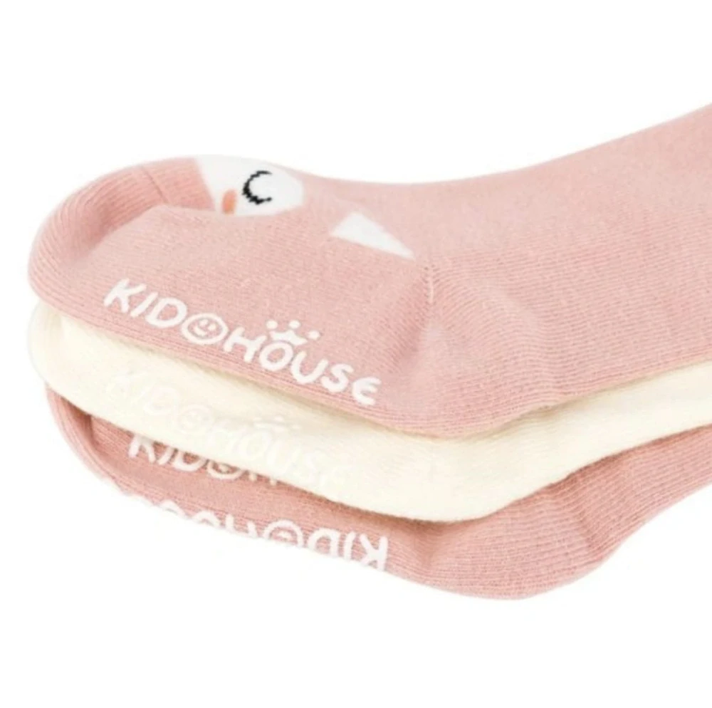 Dětské protiskluzové nadkolenky s oušky - RŮŽOVÉ - LIŠKA (0-24 m) S