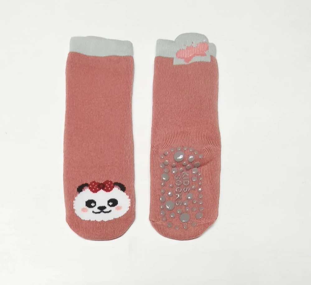 Teplé protiskluzové ponožky - RŮŽOVÉ - PANDA - (12-36 m) M - S VADOU