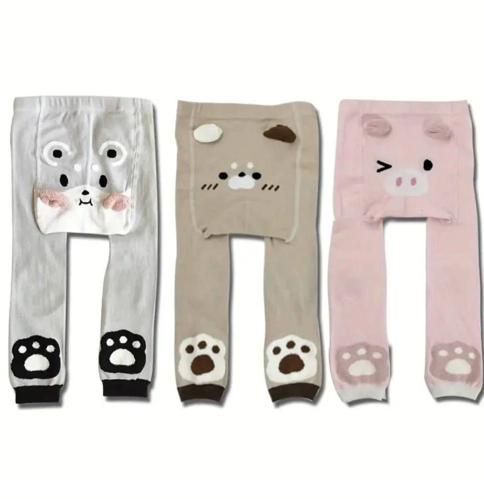 Dětské punčocháče bez chodidel s 3D prvky - SVĚTLE ŠEDÉ - MÝVAL - (2-4 roky)