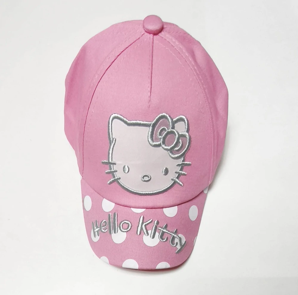 Dětská kšiltovka s motivem Hello Kitty a puntíky - SVĚTLE RŮŽOVÁ (3-8 let)