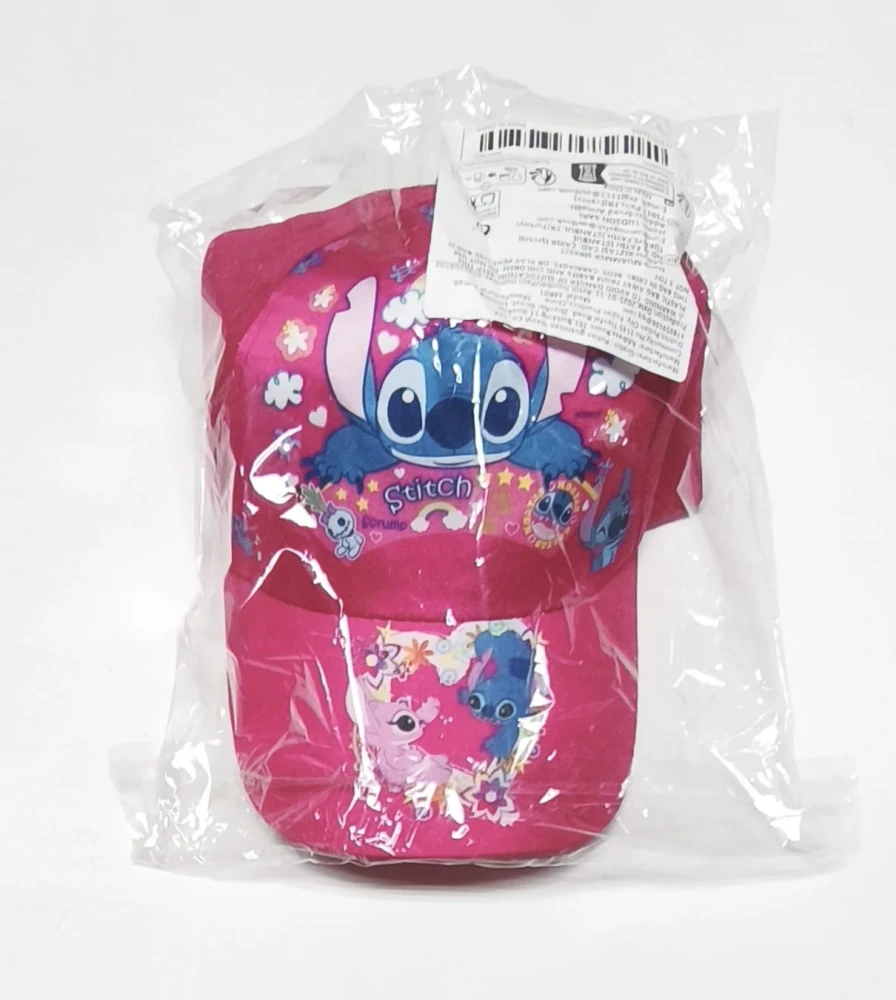 Dětská kšiltovka – Stitch a srdíčka - TMAVĚ RŮŽOVÁ (4-8 let)